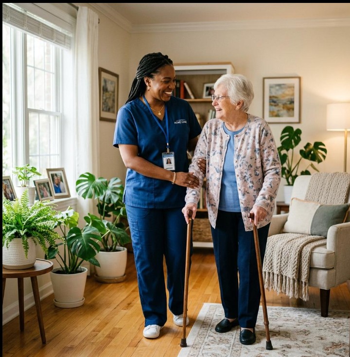 Caregiver spending time with an older adult